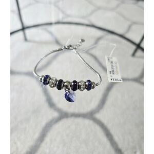 Brosway Silver Purple Crystal Beaded Heart Bracelet New